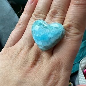 Huge heart shaped Larimar ring